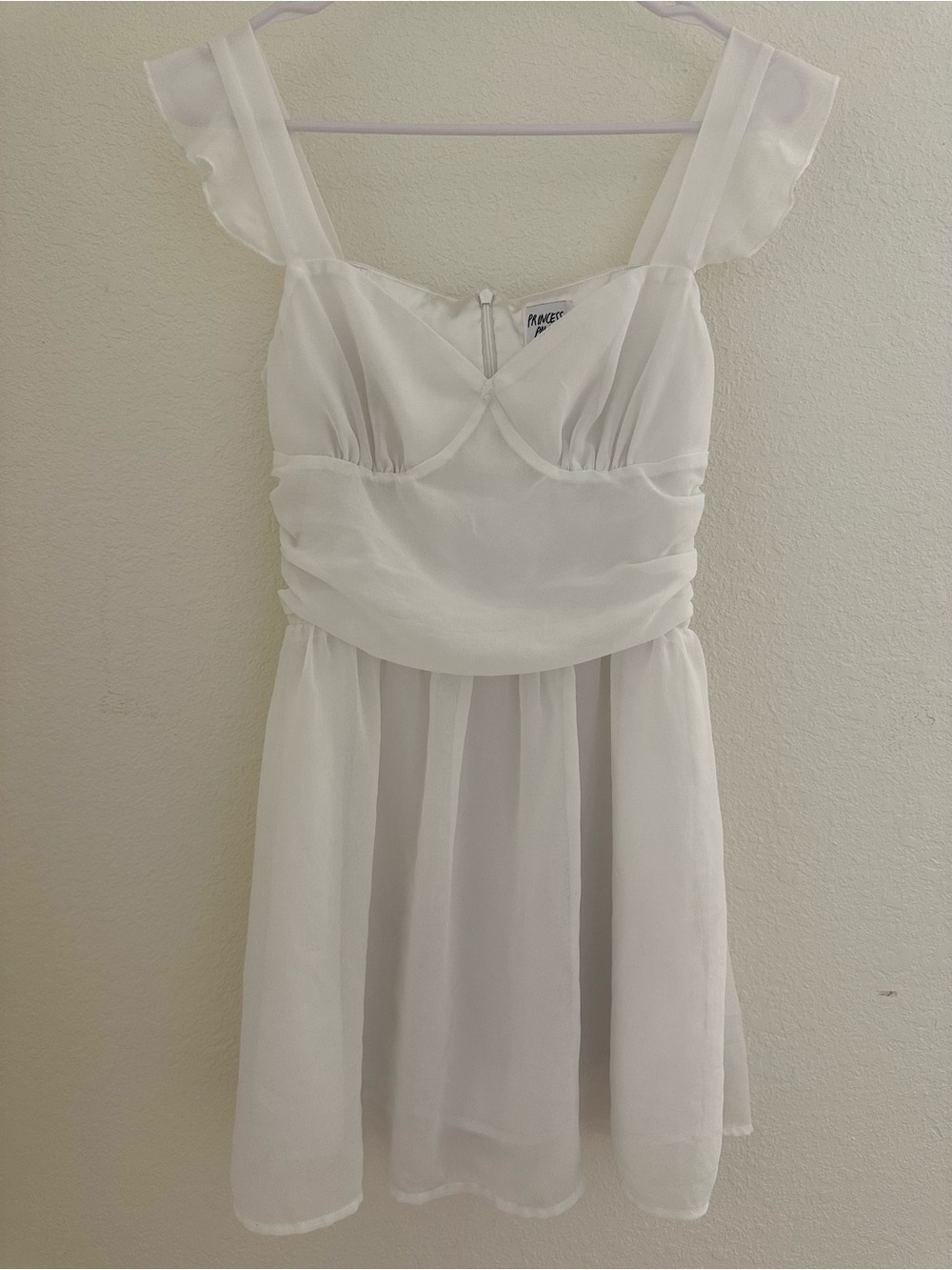 Princess Polly White Ruffled Strap Mini Dress